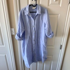 B. Coastline (by B.Copenhagen) 100% Linen Button Down Shirt Dress Blue Size 42EU